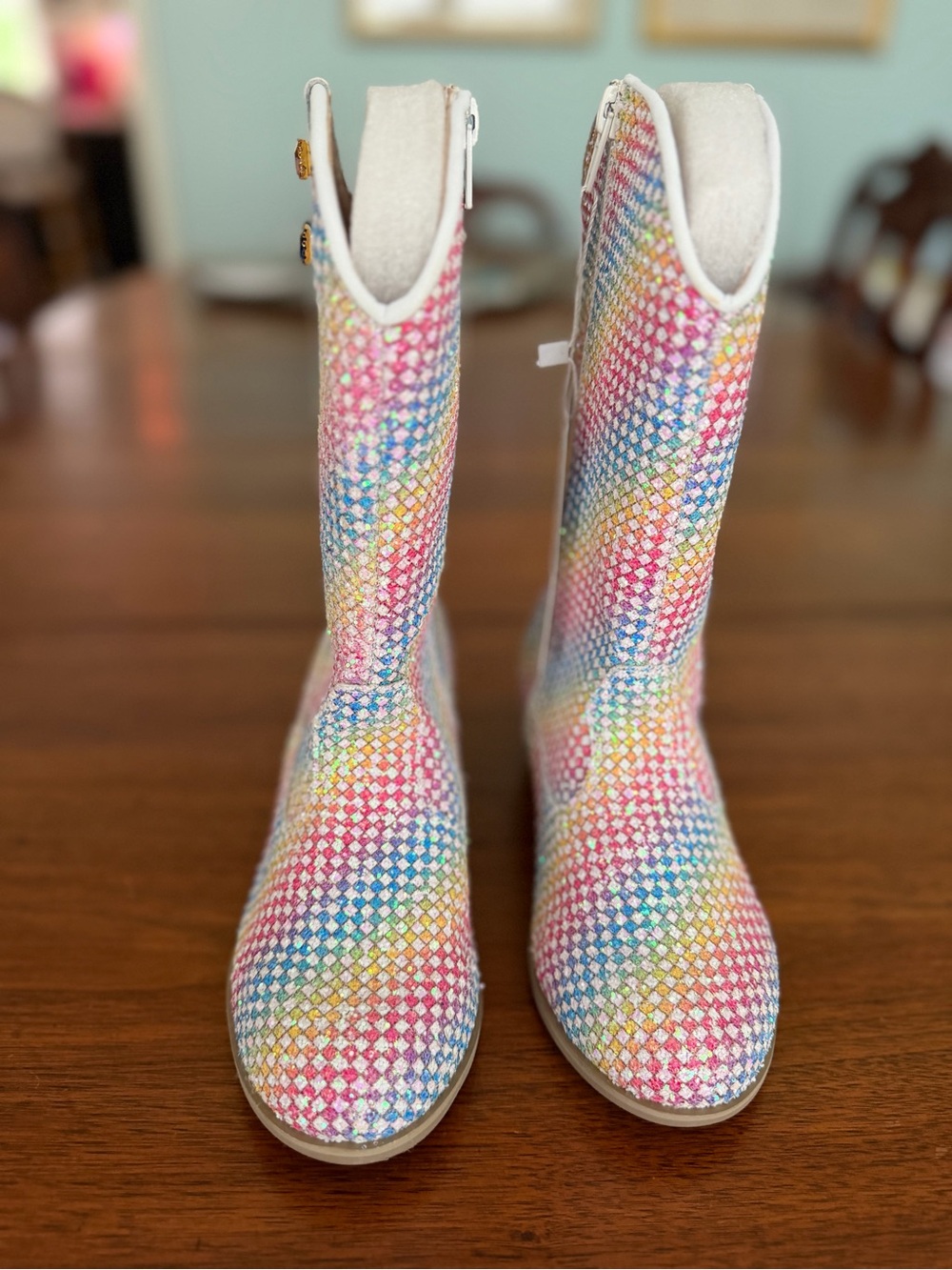 Lola + the Boys Rainbow Sparkle Cowgirl Boots size 4 NEW